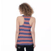 USA Star Red Striped Print Pattern Women's Racerback Tank Top-grizzshop