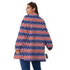 USA Star Red Striped Print Pattern Women's Sherpa Jacket-grizzshop