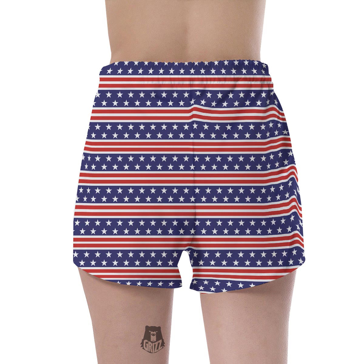 USA Star Red Striped Print Pattern Women's Shorts-grizzshop