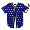 USA Star White And Blue Print Pattern Baseball Jersey-grizzshop