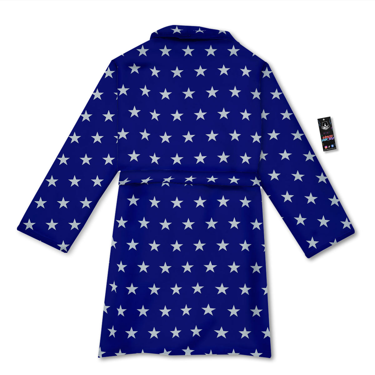 USA Star White And Blue Print Pattern Bathrobe-grizzshop