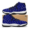 USA Star White And Blue Print Pattern Black Bball Shoes-grizzshop