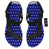 USA Star White And Blue Print Pattern Black Open Toe Sandals-grizzshop