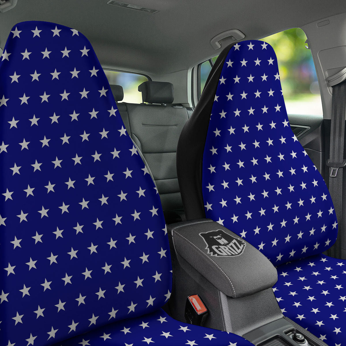 USA Star White And Blue Print Pattern Car Seat Covers-grizzshop