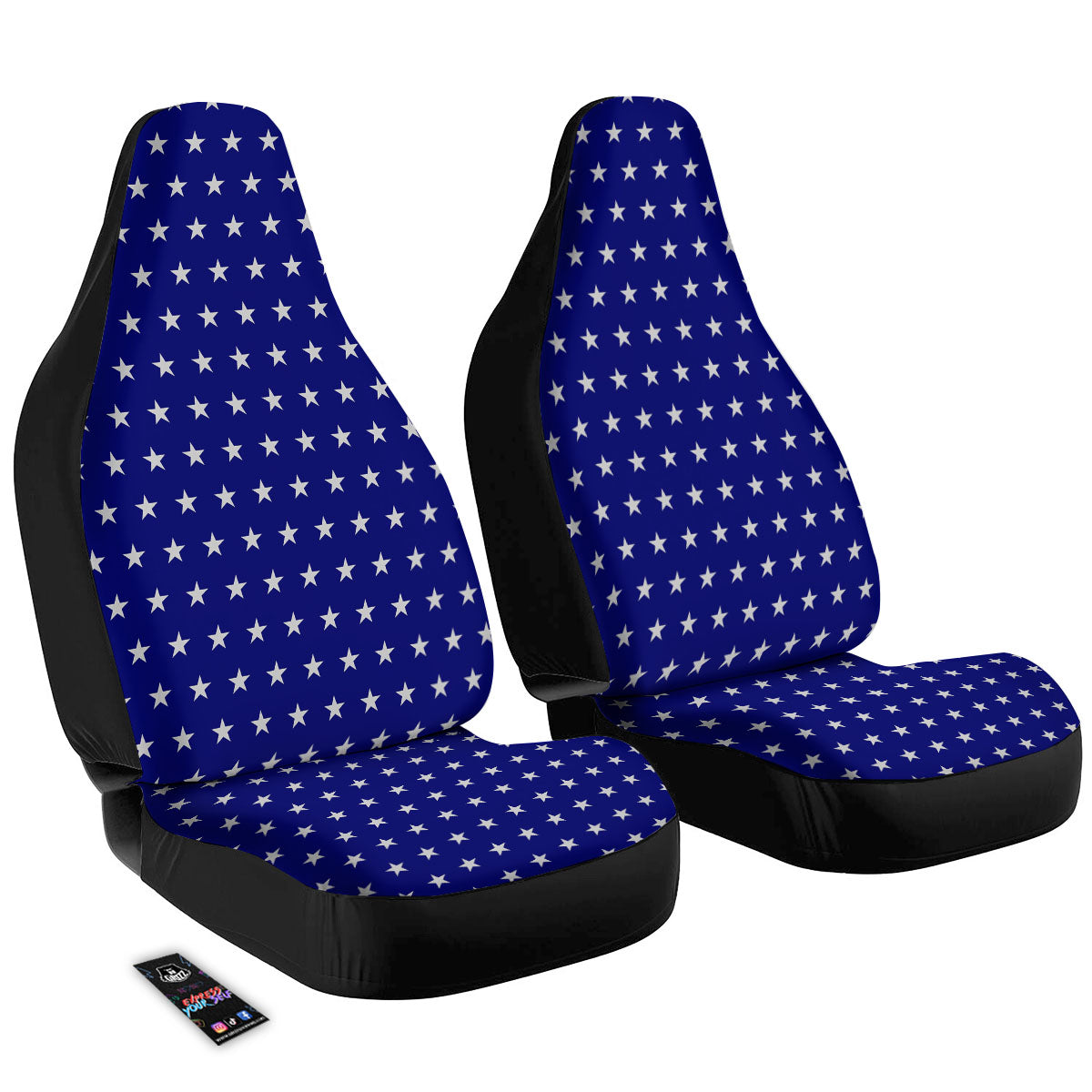 USA Star White And Blue Print Pattern Car Seat Covers-grizzshop