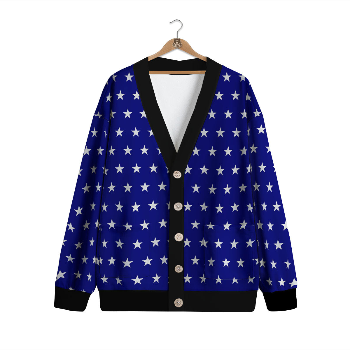 USA Star White And Blue Print Pattern Cardigan-grizzshop