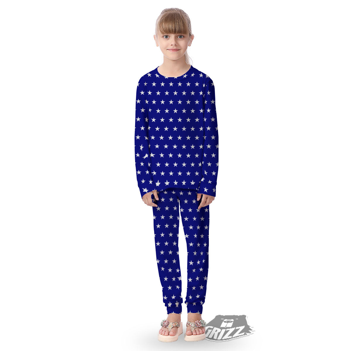 USA Star White And Blue Print Pattern Kid's Pajamas-grizzshop