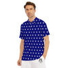 USA Star White And Blue Print Pattern Men's Golf Shirts-grizzshop