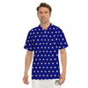 USA Star White And Blue Print Pattern Men's Golf Shirts-grizzshop