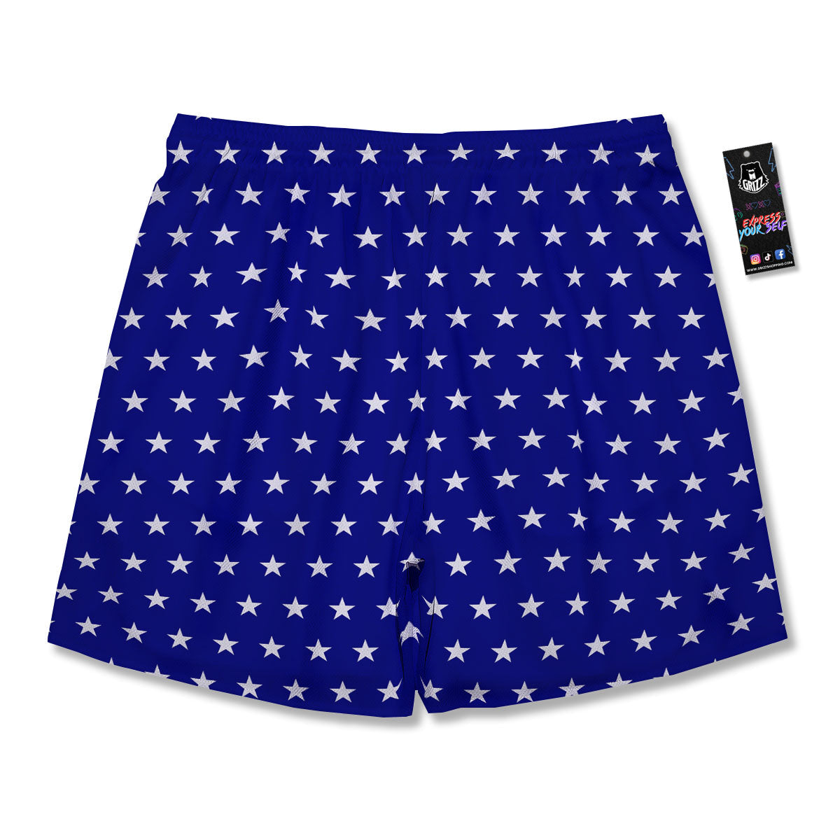 USA Star White And Blue Print Pattern Men's Running Shorts-grizzshop