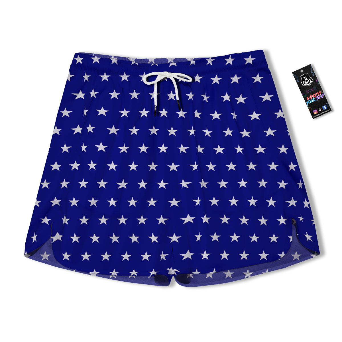 USA Star White And Blue Print Pattern Men's Running Shorts-grizzshop