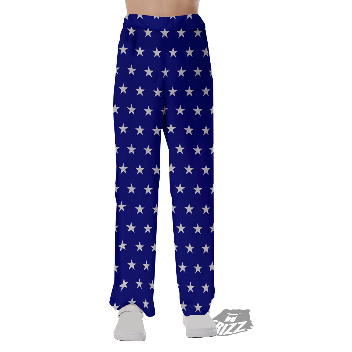 USA Star White And Blue Print Pattern Pajama Pants-grizzshop