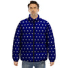 USA Star White And Blue Print Pattern Puffer Jacket-grizzshop