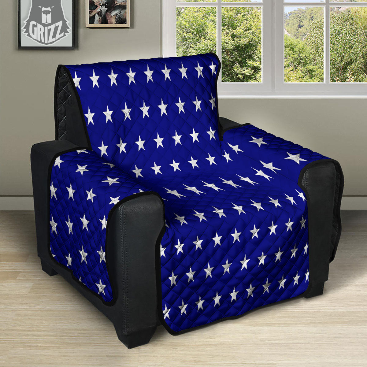 USA Star White And Blue Print Pattern Recliner Protector-grizzshop