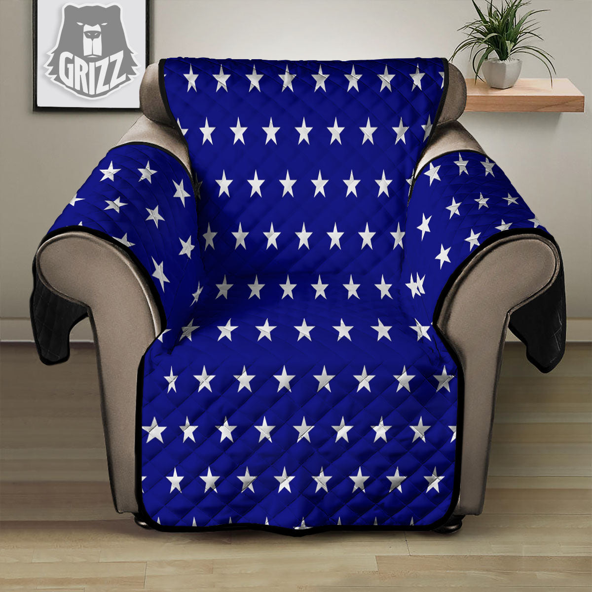 USA Star White And Blue Print Pattern Recliner Protector-grizzshop