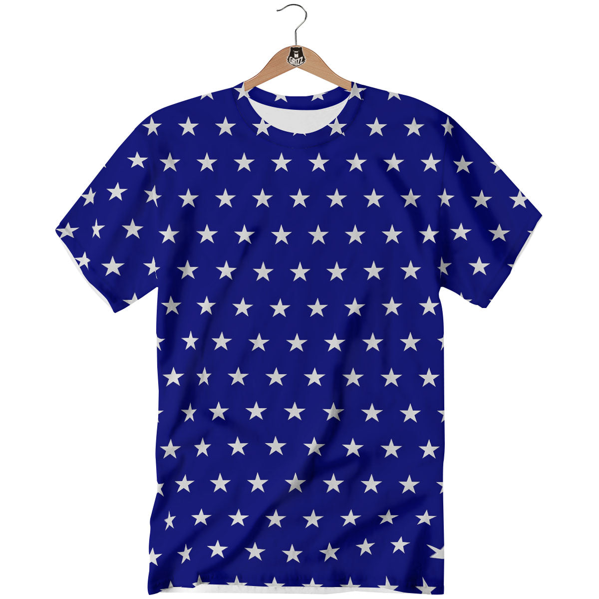 USA Star White And Blue Print Pattern T-Shirt-grizzshop