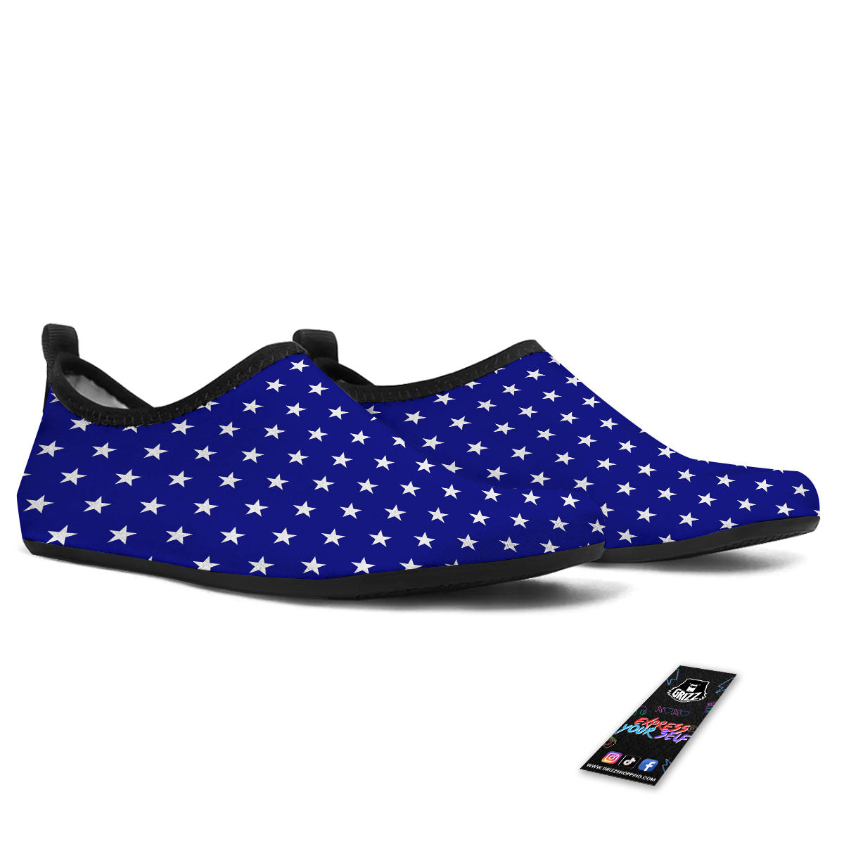 USA Star White And Blue Print Pattern Water Shoes-grizzshop