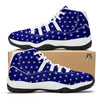 USA Star White And Blue Print Pattern White Bball Shoes-grizzshop