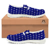 USA Star White And Blue Print Pattern White Loafers-grizzshop