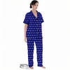 USA Star White And Blue Print Pattern Women's Pajamas Set-grizzshop