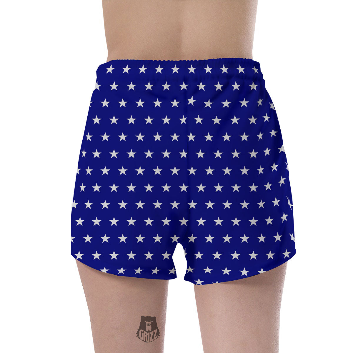 USA Star White And Blue Print Pattern Women's Shorts-grizzshop