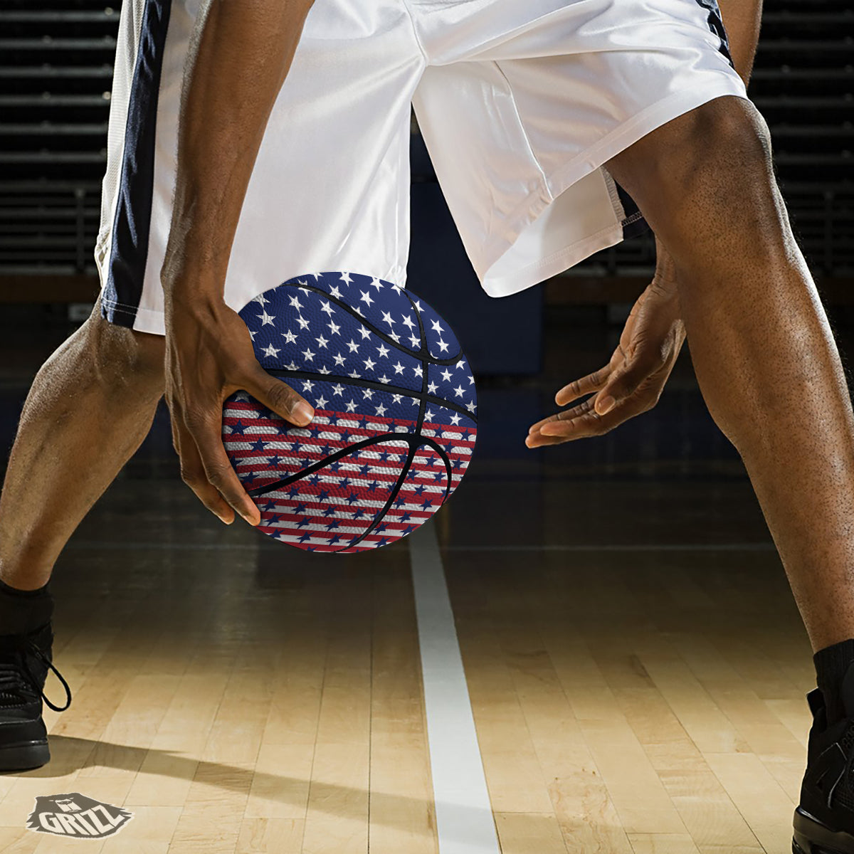 USA Blue And White Star Print Pattern Basketball