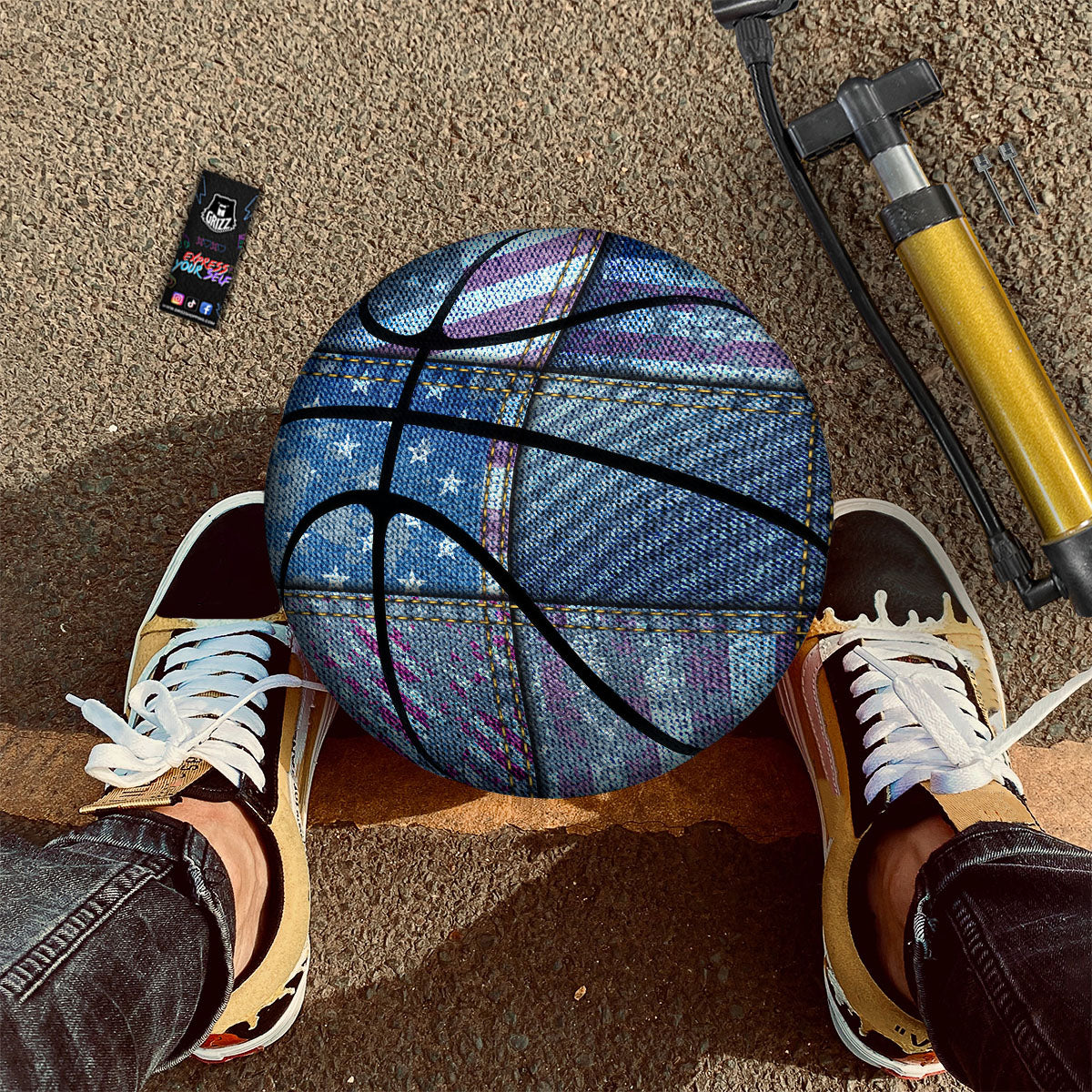 USA Denim Patchwork 4th of July Print Basketball