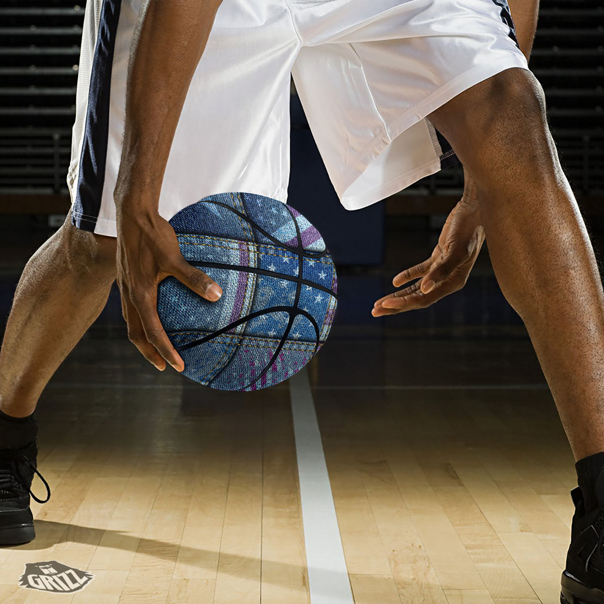 USA Denim Patchwork 4th of July Print Basketball