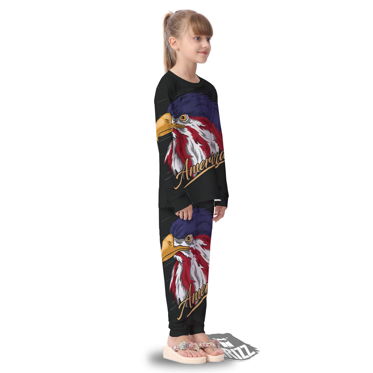 USA Eagle Patriotic Print Kid's Pajamas-grizzshop