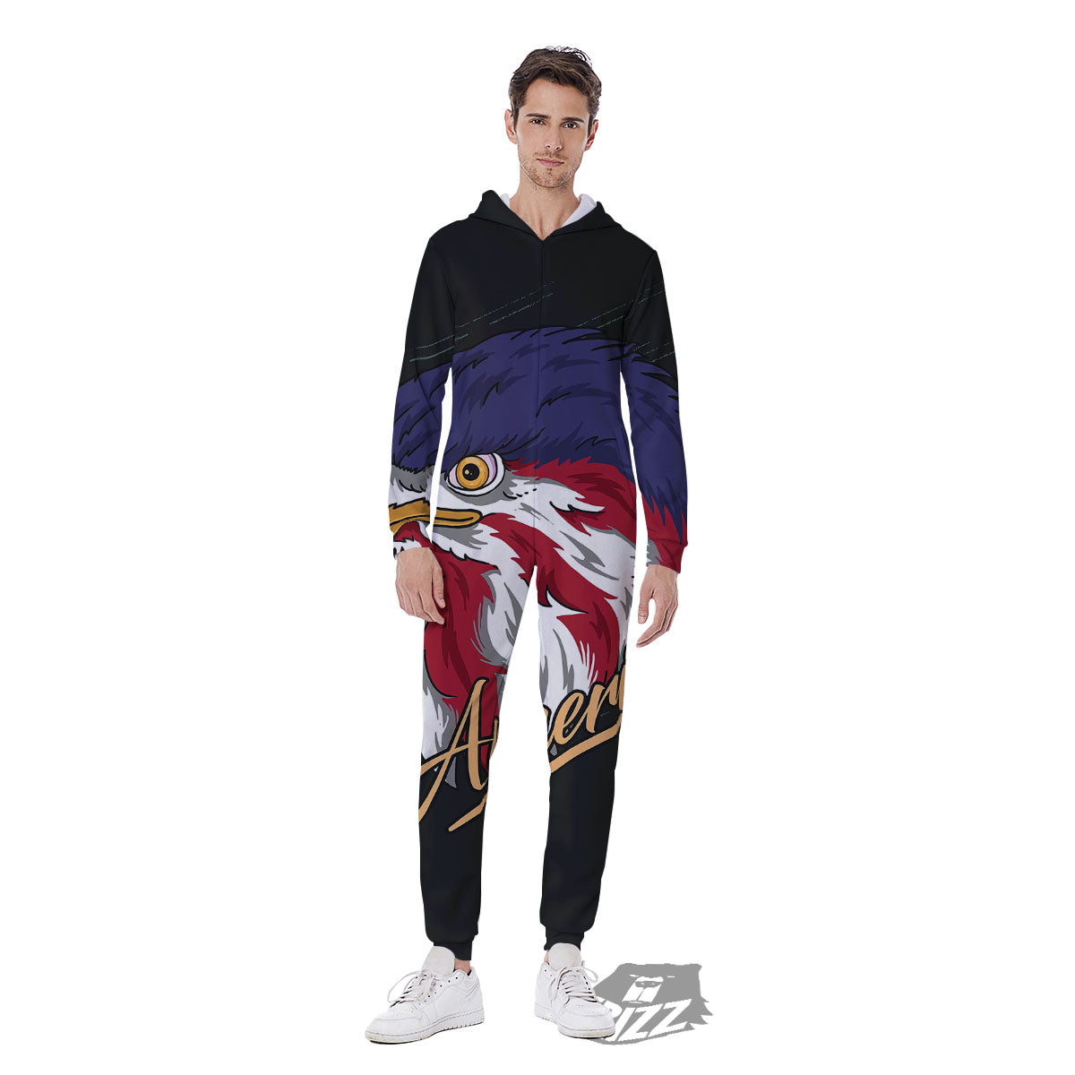 USA Eagle Patriotic Print Men's Jumpsuit-grizzshop