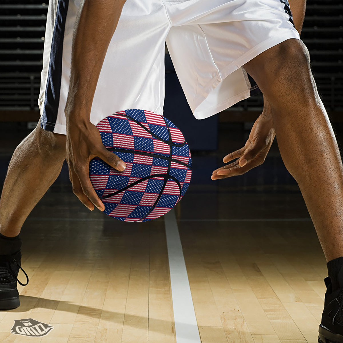 USA Flag 4th of July Print Pattern Basketball