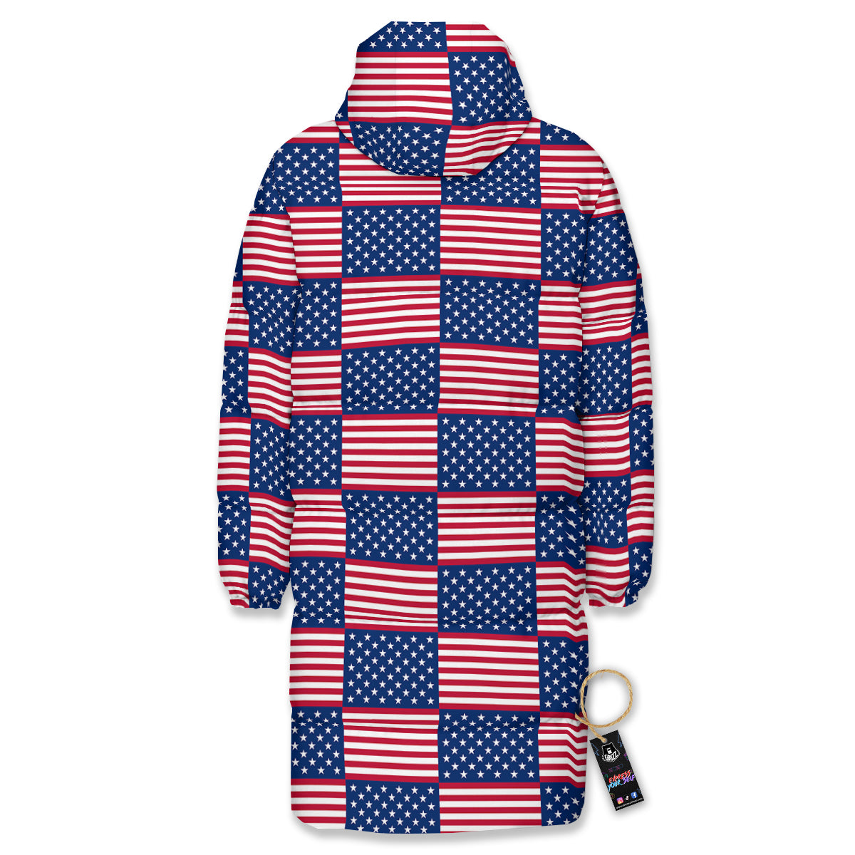 USA Flag 4th of July Print Pattern Long Down Jacket
