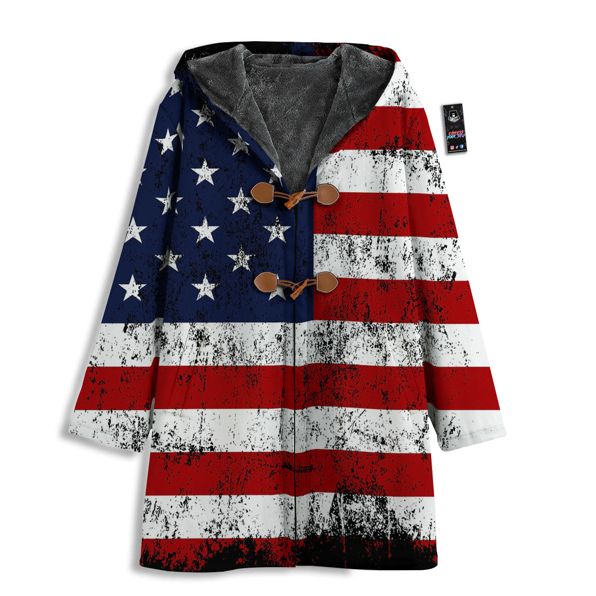 USA Flag Grunge Print Men's Windbreaker Jacket-grizzshop