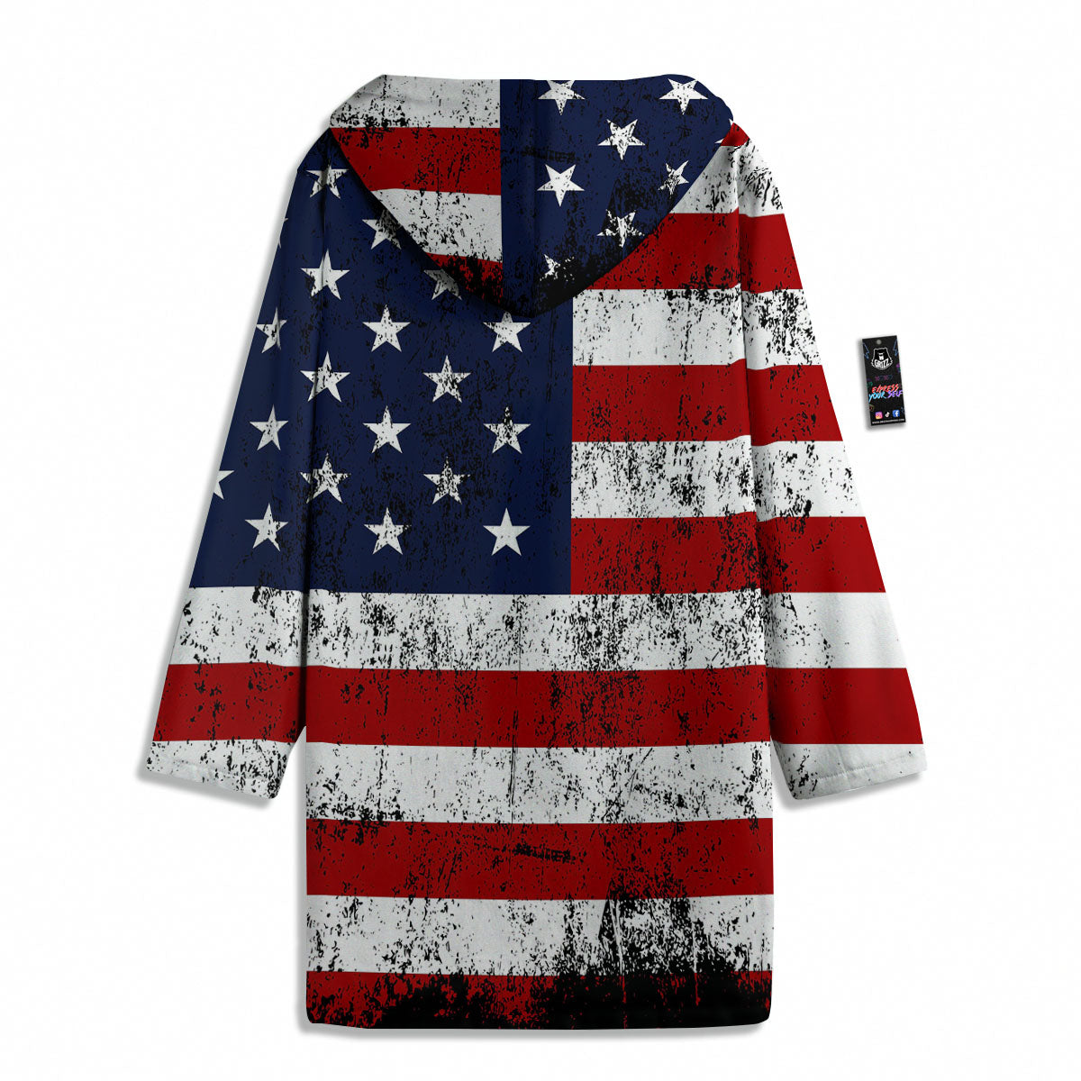 USA Flag Grunge Print Men's Windbreaker Jacket-grizzshop