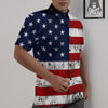 USA Flag Grunge Print Untucked Shirts-grizzshop