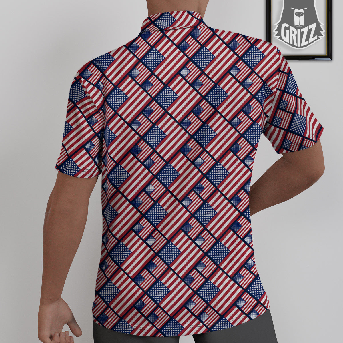 USA Flag Independence Day Print Pattern Untucked Shirts-grizzshop