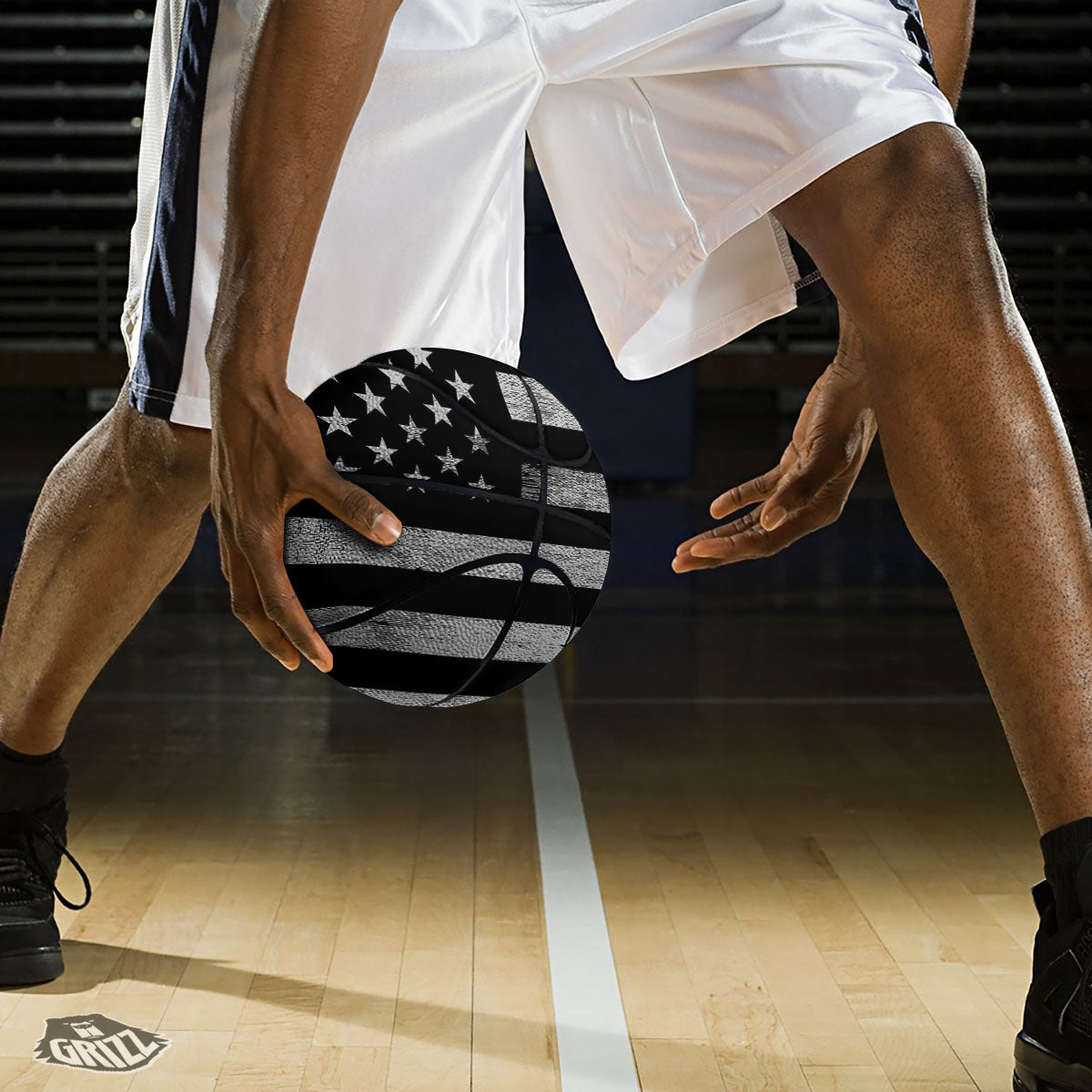 USA Flag White And Black Print Basketball