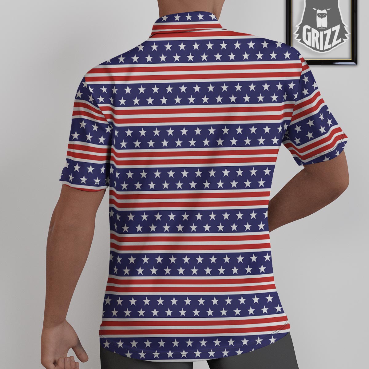 USA Star Red Striped Print Pattern Untucked Shirts-grizzshop