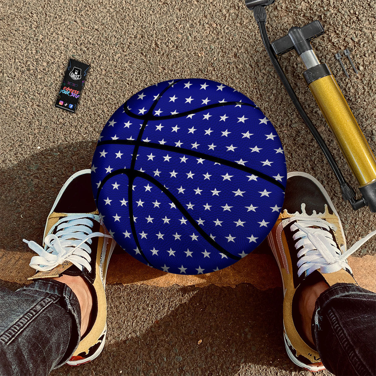 USA Star White And Blue Print Pattern Basketball