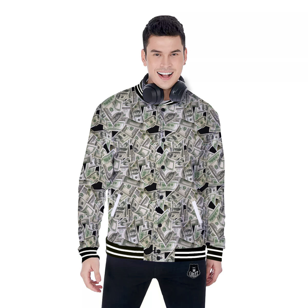 USD Flying Print Baseball Jacket-grizzshop