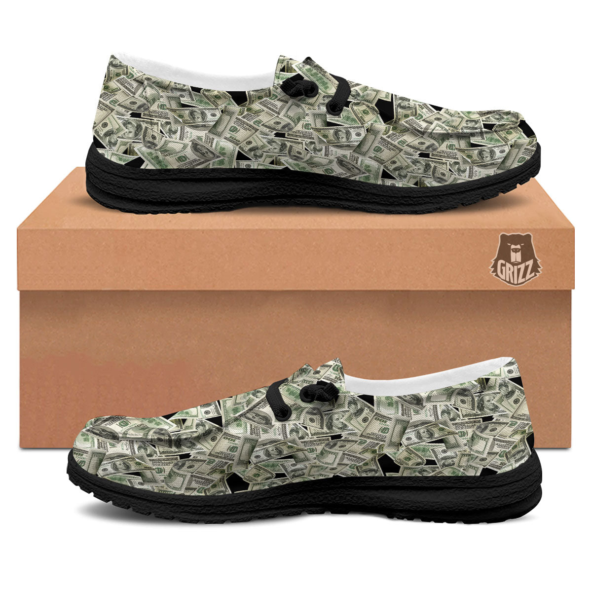 USD Flying Print Black Loafers-grizzshop