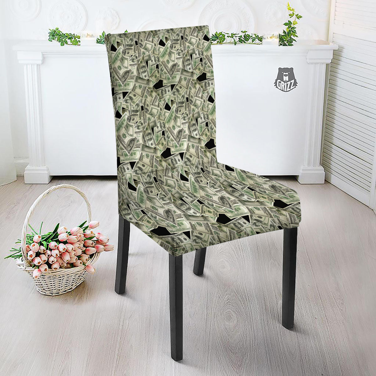 USD Flying Print Dining Chair Slipcover-grizzshop