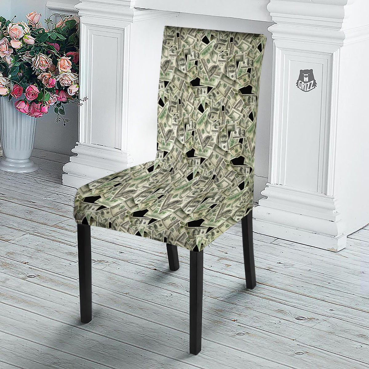 USD Flying Print Dining Chair Slipcover-grizzshop