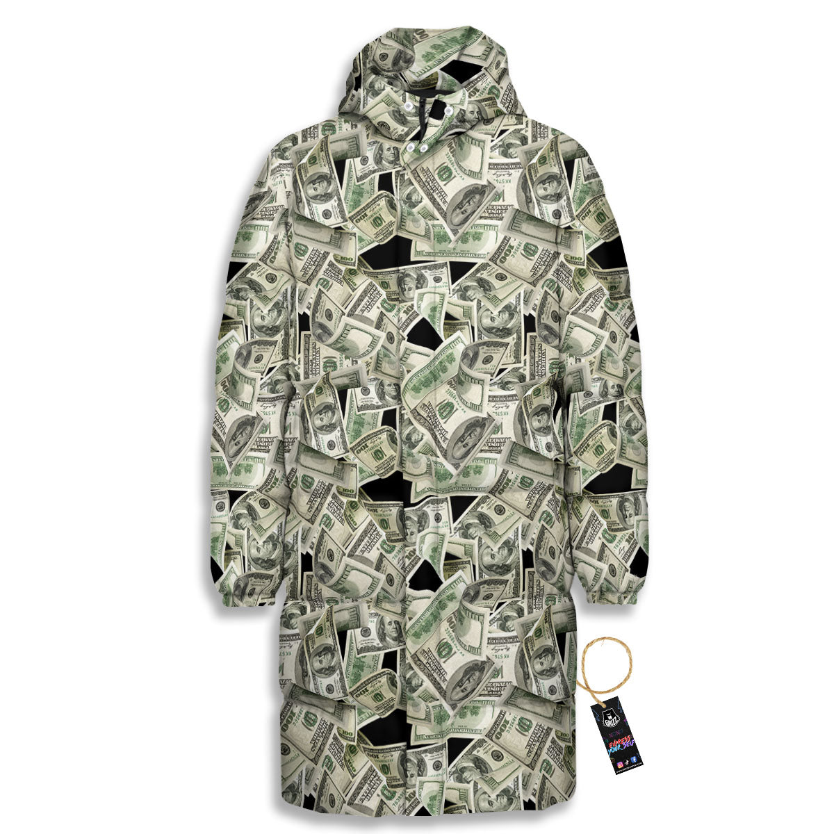 USD Flying Print Long Down Jacket-grizzshop