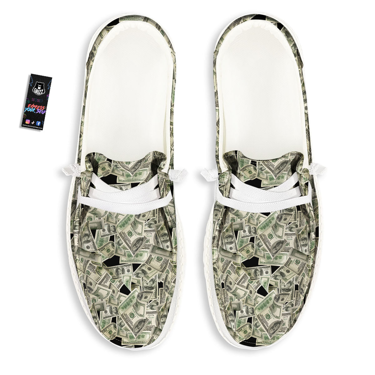 USD Flying Print White Loafers-grizzshop