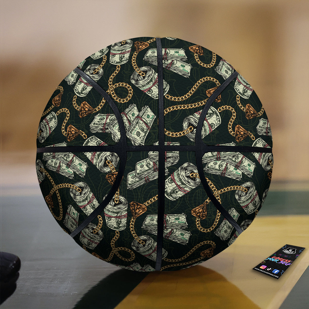 US Dollar Print Pattern Basketball