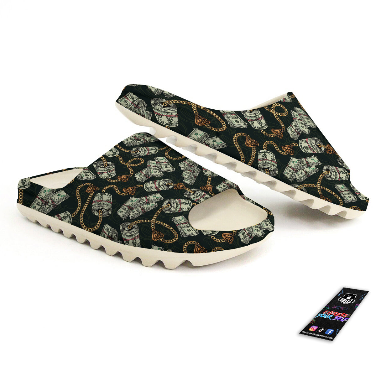 US Dollar Print Pattern Sandals-grizzshop