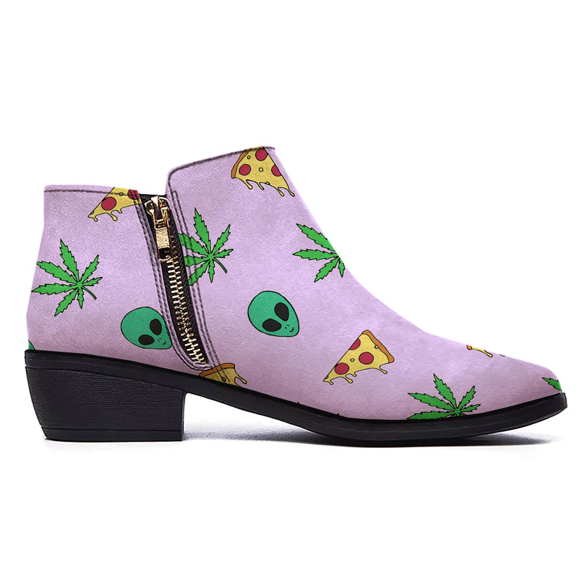 Ufo Pizza Trippy Print Pattern Ankle Boots-grizzshop