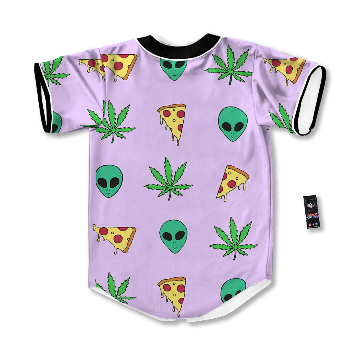 Ufo Pizza Trippy Print Pattern Baseball Jersey-grizzshop