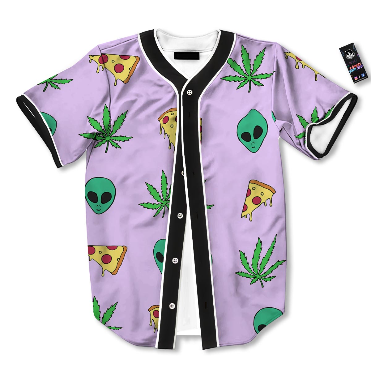 Ufo Pizza Trippy Print Pattern Baseball Jersey-grizzshop